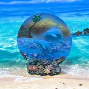 Dolphin Ceramic Plate Decoration 4 1/2 (EUC)